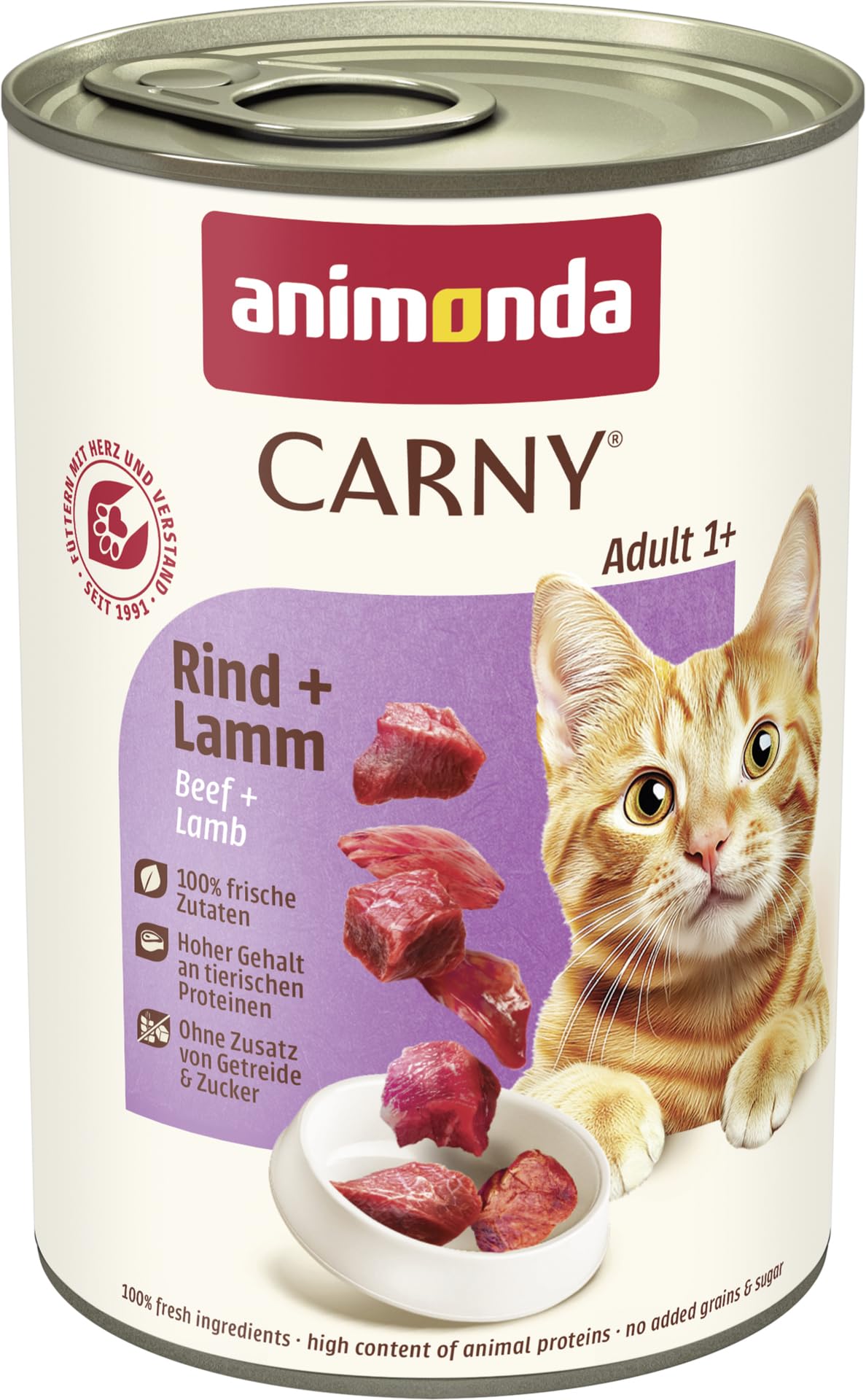 animonda Carny Adult cat food, wet food for adult cats, beef + lamb, 6 x 400g