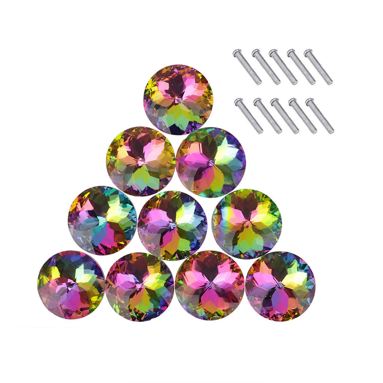 Starworld 10 Pieces Colorful Drawer Knobs, Crystal Glass Door Pull Handle Dresser Knobs for Cupboard Wardrobe Cabinet