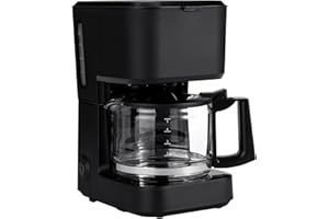 Amazon Basics 5 Cup Drip Coffee Maker, Coffee Machine with Glass Coffee Pot (0.8 Qt), Auto Shut-off, Auto Pause, Removable Filter Basket, Matte Black