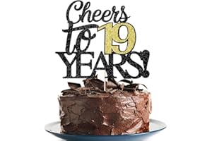 Klionjor Happy 19th Birthday Cake Topper Cheers to 19 Years Birthday Cake Pick 19 Fabulous Cake Decoration for Happy 19th Birthday Anniversary Party Cake Decorations Supplies