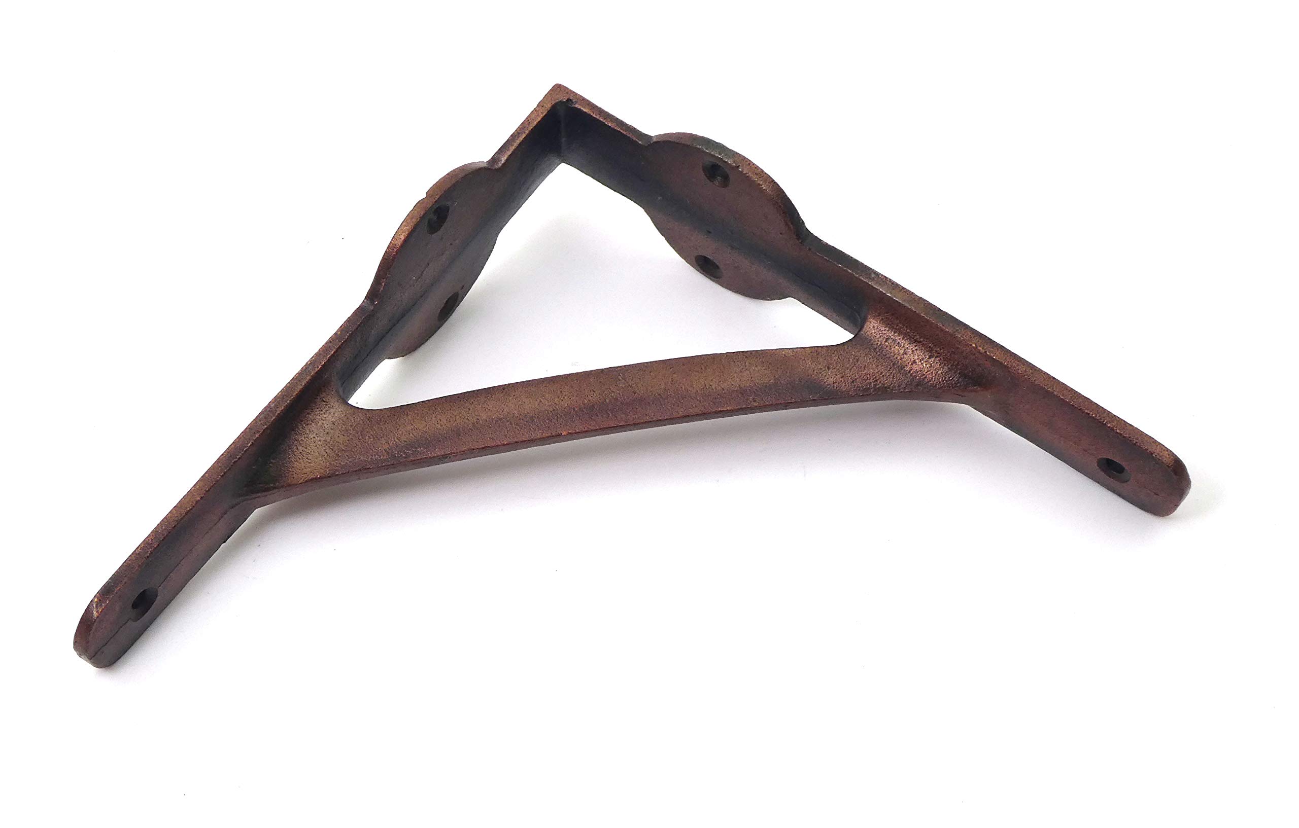 Oakcrafts - Pair of Gallows Shelf Brackets Antique Cast Iron with a Copper Finish (6.0" x 6.0" / 150mm x 150mm)