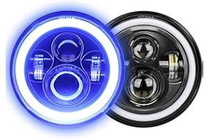 UNI-SHINE 7 inch led headlight, Round H6024 led Headlight Blue Halo headlight Running Amber Turn Signal Seal Beam 7" round headlights Compatible with Jeep Wrangler JK TJ CJ Compatible with Miata&Chevy
