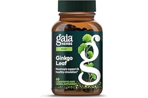 Gaia Herbs Ginkgo Leaf - Traditionally Used to Support Healthy Circulation & Brain Function* - Herbal Supplement - 60 Vegan Liquid Phyto-Caps (30 Servings)