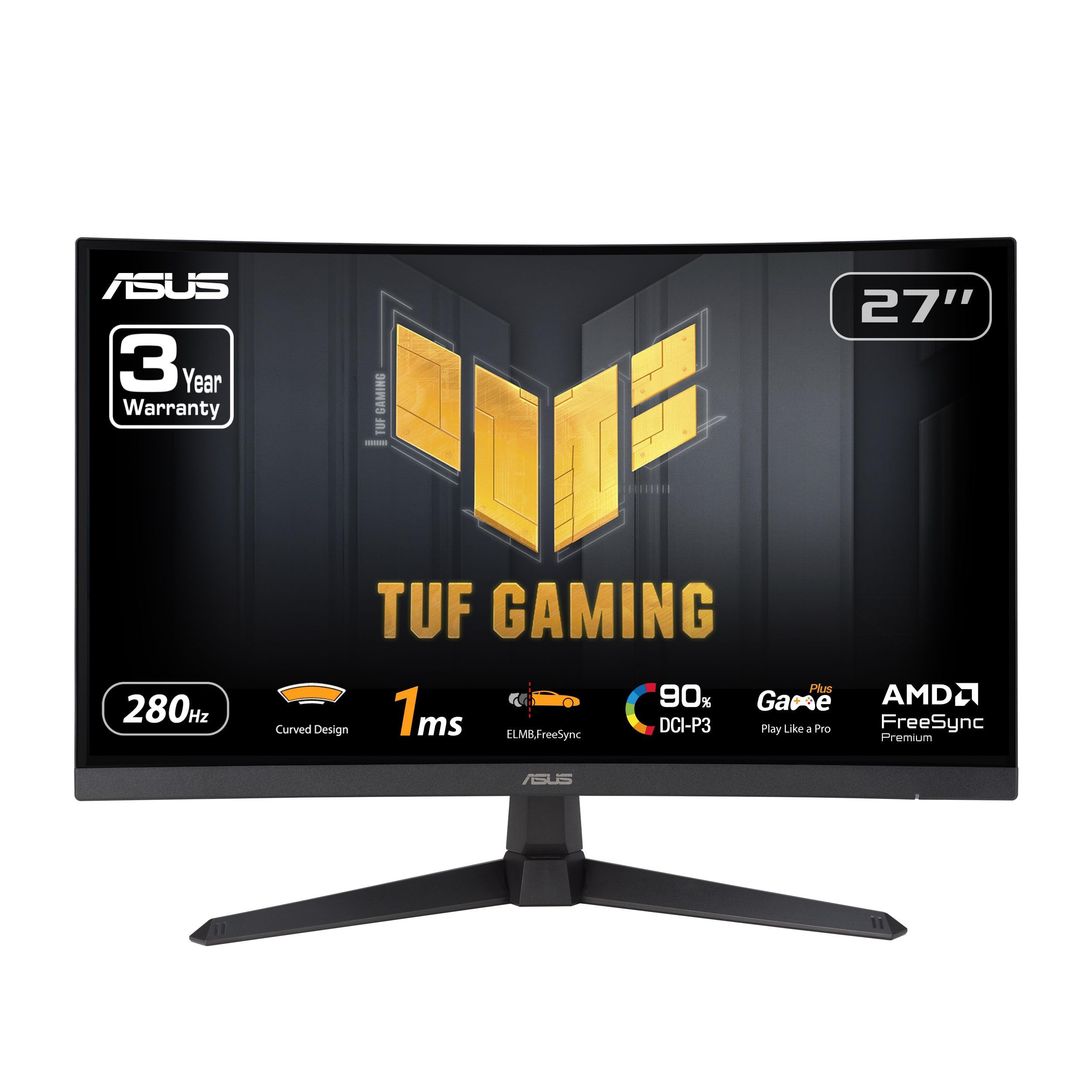 ASUS TUF Gaming 27” 1080P Curved Monitor (VG27VQM1B) – Full HD, 1500R, 280Hz, 1ms, Extreme Low Motion Blur, FreeSync Premium, Shadow Boost, Eye Care, 90% DCI-P3, DisplayWidget Center, 3 yr Warranty Image