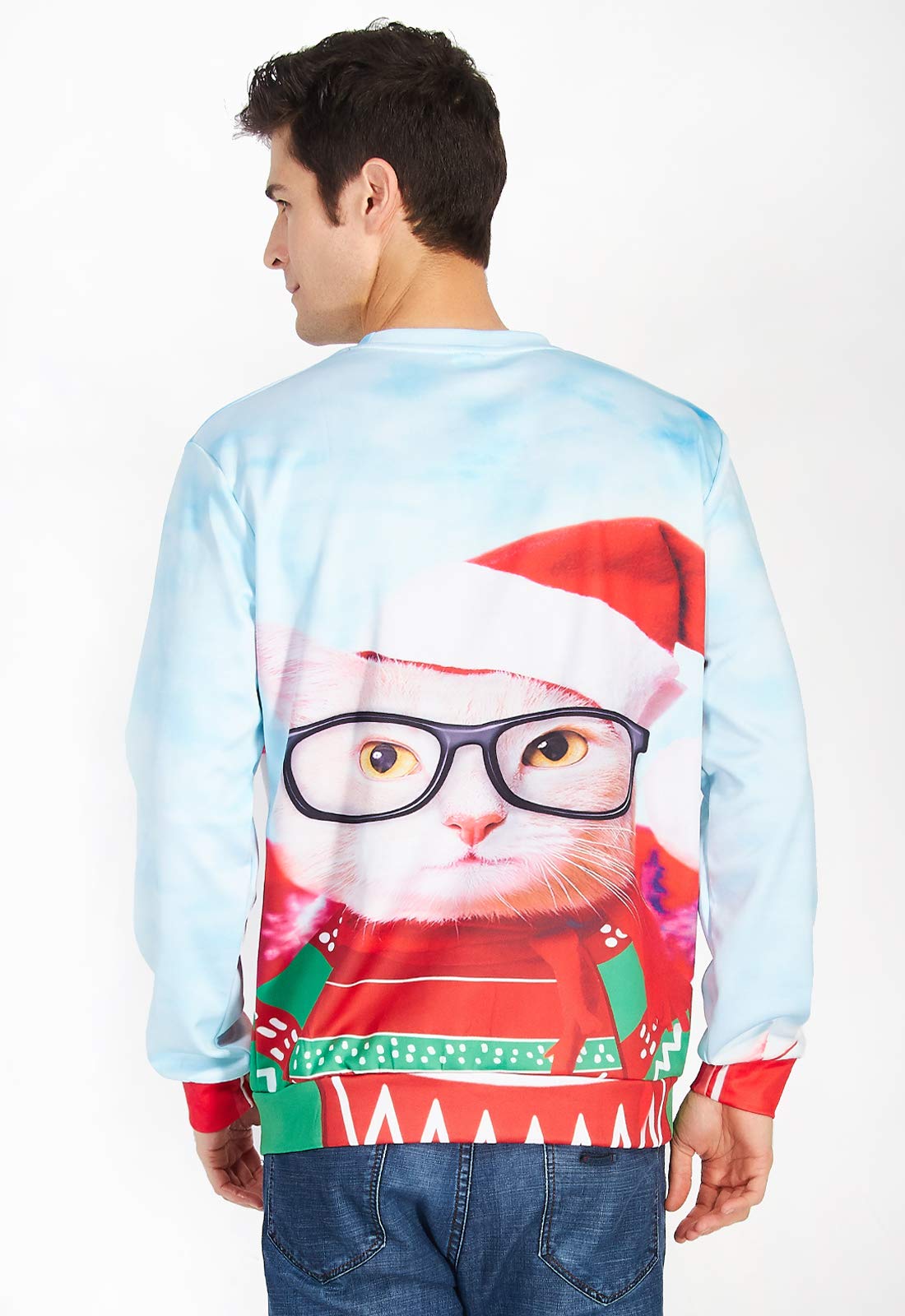 Idgreatim Teens Boys Girls Funny Christmas Cats Graphic Pullover Ugly Christmas Sweatshirt Sweater S