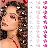 YISSION 30Pcs Valentine's Day Mini Flower Hair Clips for Women & Girls - White, Pink & Hot Pink Sparkly Rhinestone Flower Barrettes, Decorative Hair Accessories for Party Wedding Dating Daily Use