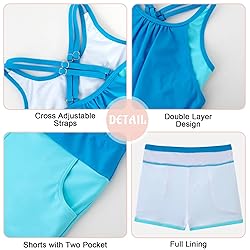 HOZIY 2 Piece Bathing Suits with Shorts Tween Girls