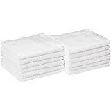 Amazon Basics Quick-Dry Washcloth - 100% Cotton, 12-Pack, White