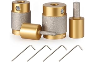 Vearter 4Pcs Diamond Glass Grinder Bits for Stained Glass, 1/8", 1/4", 3/4", 1" Brazed Grinder Heads, Stained Glass Tools & S