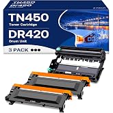WOEBYAS TN450 Toner Cartridge DR420 Drum Replace for Brother TN-450 DR-420 | High Yield Compatible with Brother HL-2240 HL-2270DW HL-2280DW MFC-7360N MFC-7860DW (3 Pack,2 Toner +1 Drum Unit)
