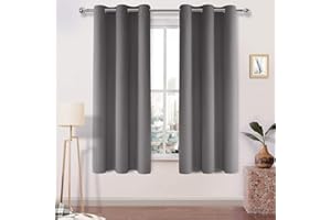 DWCN Grey Blackout Curtains Room Darkening Grommet Thermal Insulated Light Blocking for Bedroom Living Room, 42 x 63 Inch Len