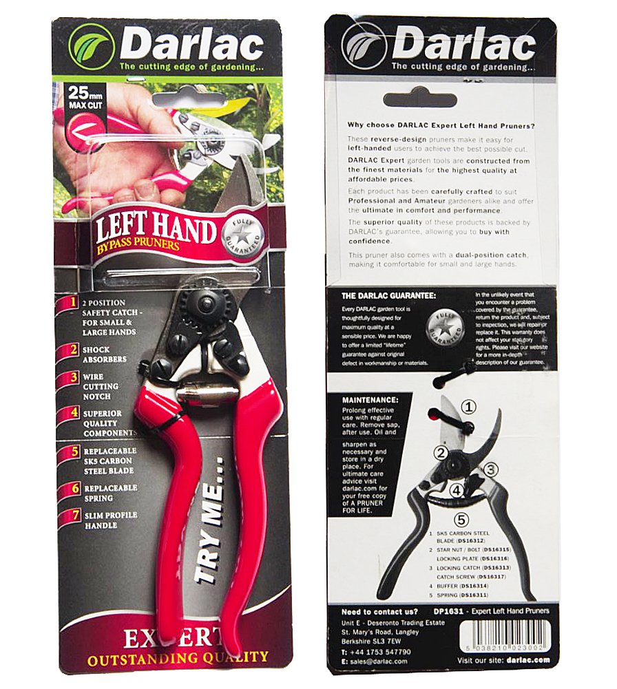 Darlac Expert Left Hand Bypass Pruner, DP1631, 25mm Cut Capacity