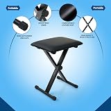 Crystals Single Braced X Frame Music Keyboard Stand and Chair Set Black view 2