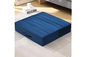 Sunsleek Floor Pillow - Square Large Cushions for Adults, Pillows Seating for Meditation, Yoga, Luxurious Chenille Tufted, Perfect for Bench/Chair Cushion – Navy, 24x24x5 Inch