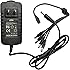 JZTEK Security Camera Power Adapter 12V 2A 100V-240V AC To DC 2.1x5.5mm w/ 4-Way Power Splitter Cable FCC Certified LED Power Adapter Transformers-Fits Analog/AHD DVR/Camera, RGB LED Strip Lights