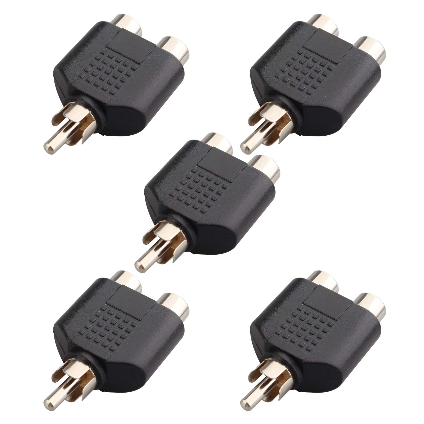 Jopto 5PCS RCA 1 Male to 2 Female Adapter RCA Plug Socket Phono Connector Professional AV Video Y Splitter Cable Adapter RCA Converter for Microphone Mixers Audio and Peripheral Equipment Cable