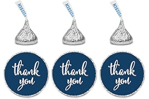 Andaz Press Chocolate Drop Labels Stickers, Thank You, Navy Blue, 216-Pack, for Wedding Birthday Party Baby Bridal Shower Kis