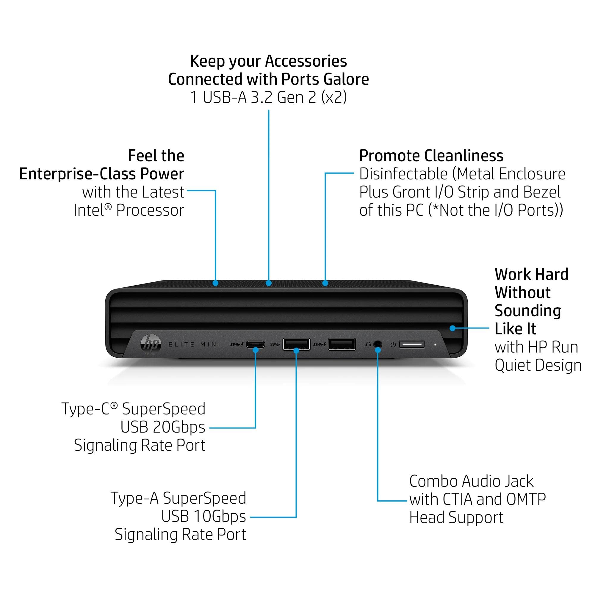 HP Elite Mini 800 G9 Business Desktop Computer, 14th Gen Intel 20-Core i7-14700 up to 5.4GHz, 32GB DDR5 RAM, 1TB PCIe SSD, WiFi 6, Bluetooth, Type-C, Keyboard and Mouse, Windows 11 Pro, AZ-XUT