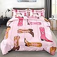 Pamnest Comforter Set Full Size, Retro Cowgirl Western Soft 3 Pcs Bedding for Kids and Adults, Vintage Cowboy Aesthetic Comforter Set with 2 Pillowcases, for Bedroom Bed Decor