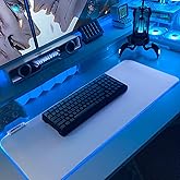 JMIYAV White Gaming Mouse Pad RGB Mousepad Non-Slip Rubber Base Extra Large Cool XL XXL Computer Desk Pad Gaming Accessories LED Light Up Extended Big Mouse Pad for Gamer (31.5x12In) Upgrade