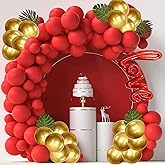 Balloon Garland Kit 115 Pcs Balloon Arch Garland Red Latex Balloons, Metallic Gold Balloons 16 Ft Arch Strip for Anniversary Day Decor Wedding Birthday Decorations Engagement Party Decor