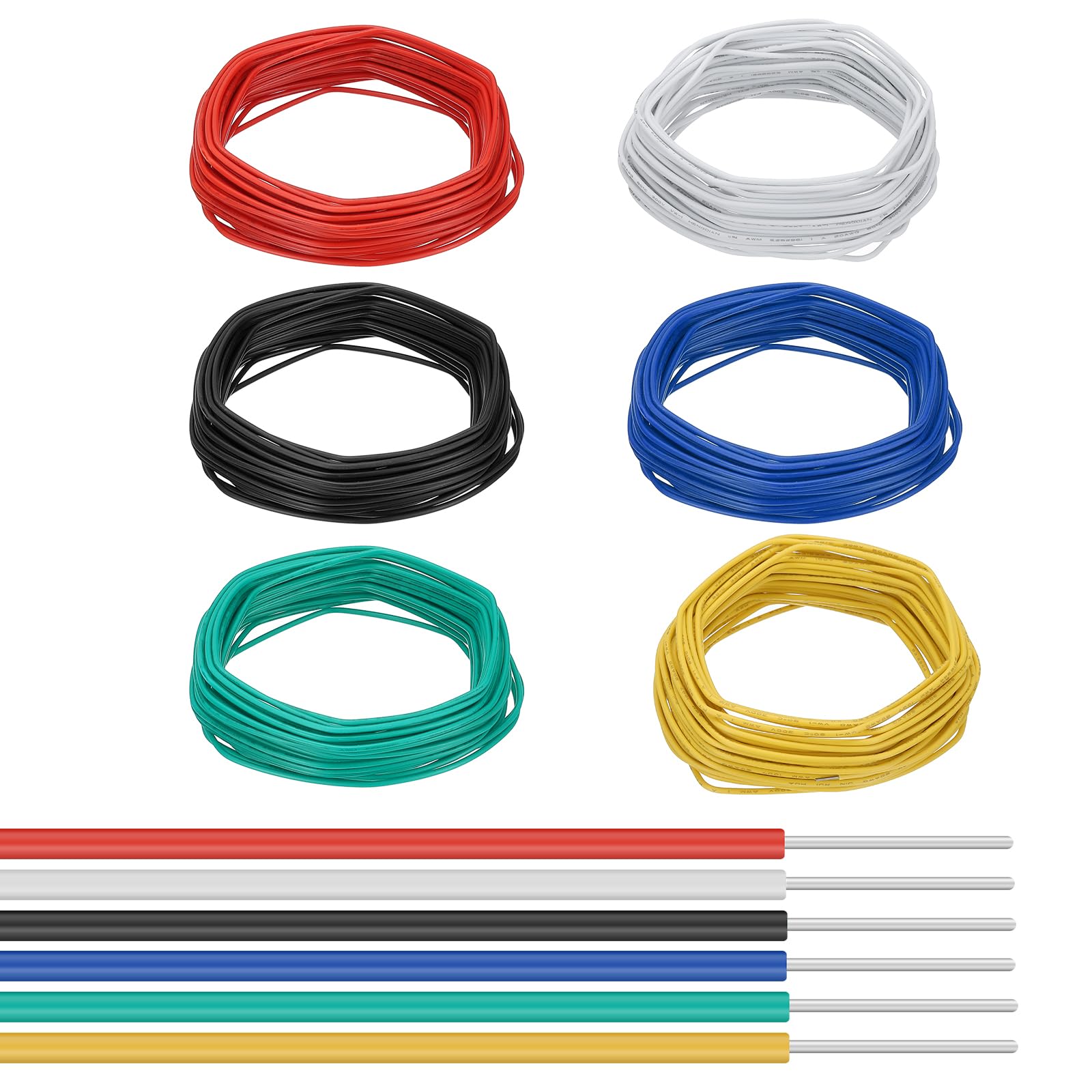 PATIKIL 20AWG Solid Electric Wire, 6 Pcs 49Ft Hook Up Tinned Copper Wire 1007 PVC Solid Single Core Wire for Home Improvement Circuit Computer Line, 6 Color