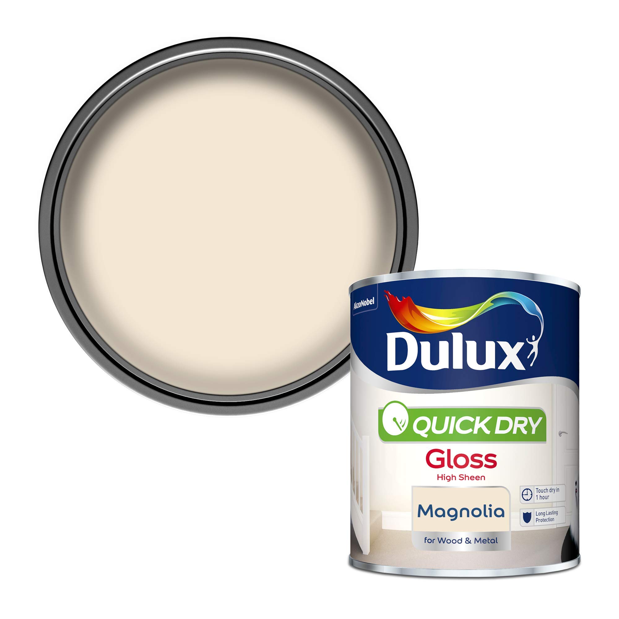 Dulux Quick Dry Gloss Paint For Wood And Metal - Magnolia 750 ml