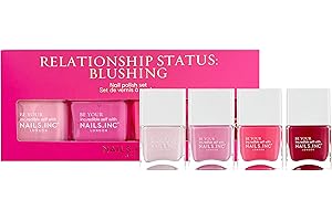 Nails Inc Relationship Status, Blushing Pink Nail Polish, Holiday Gift For Mom, Long Wearing, High Shine, Rouge, Neon Pink & Rich Berry, Full Coverage, Chip Resistant, Air Dry, Vegan, 4 Piece Set
