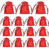 uxcell 15pcs Red Satin Gift Bags with Drawstring, 3.5" x 2.8" Party Favor Bags Wedding Favor Bags Jewelry Drawstring Pouch Mini Gift Wrap Bags for Wedding Birthday Candy
