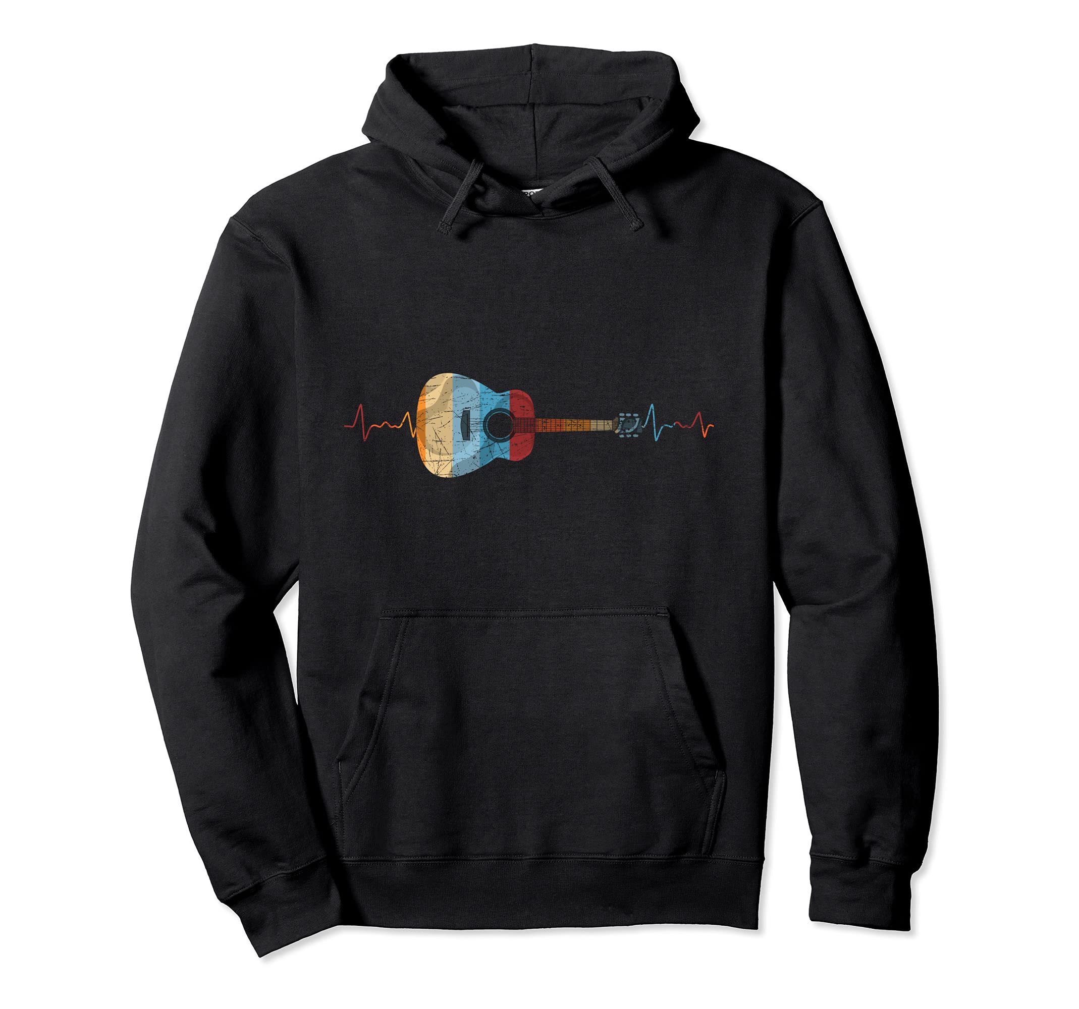 Guitar Player Guitarist Heartbeat Retro Acoustic Guitar Pullover Hoodie