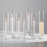 Hewory Hurricane Glass Candlestick Holders : 6 Pcs Clear Taper Candle Holders for Candlesticks - Hurricane Glass Candle Stick Candle Holders Bulk for Table Centerpiece Wedding Christmas Home Decor