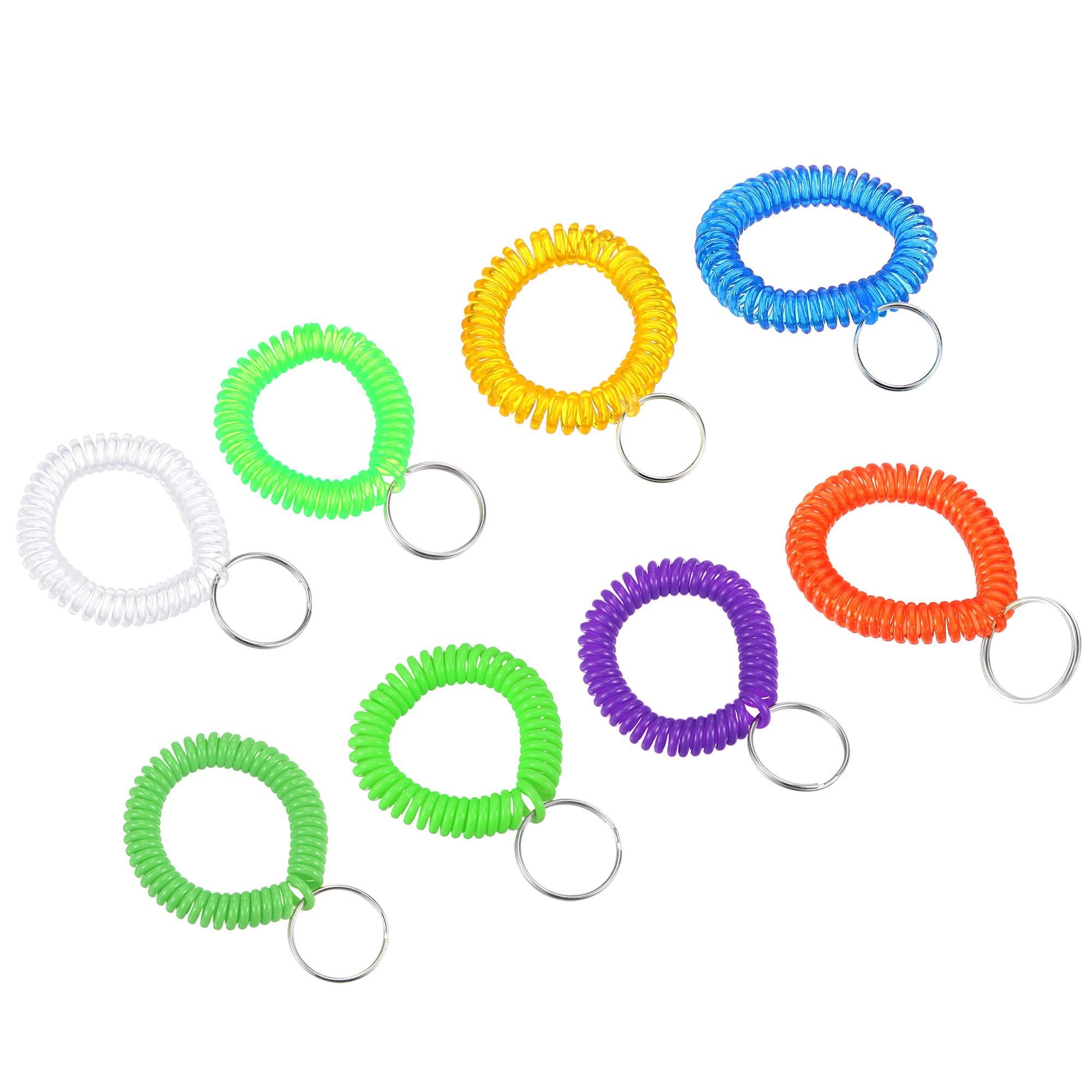 PATIKIL Spiral Keychain, 8 Pack Plastic Wrist Coil Keyring Wristband Stretchable Key Holder Lanyard for Sports Outdoor, 8 Colors