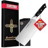 SliceElite Slice Series 7 Inch Cleaver Knife, German Steel, Pakkawood | Heavy Duty Butcher Cleaver for Meat, Poultry and Vegetables; Includes Protective Blade Guard and Gift Box