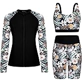 Arolina Womens Rash Guard Long Sleeve Swim Shirts Swimsuit 2026 Bathing Suit with Womens Swim Shorts & Two Pockets