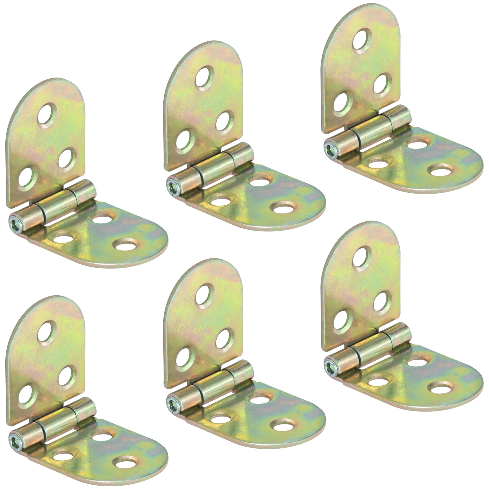 6 PCS Small Door Hinges with Rounded Edges, Ideal for Folding Tables, Cabinet Doors, and Bedside Cabinets (Colored Zinc)