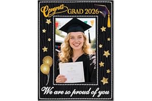 Graduation Picture Frame - Class of 2026 4x6 Congrats Grad Photo Frame with Cap & Balloon Design, We are so Proud of You Fest