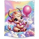 Girls Blankets - Highland Cow Blanket Gifts - 40x50 Inches Cozy Soft Flannel Throw for Couch, Office Bed