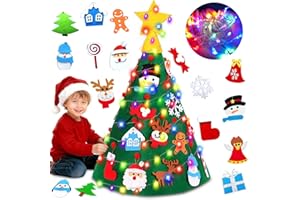 TOPLEE 3D DIY Felt Christmas Tree for Toddlers, Felt Tree for Kids with Colorful Lights and 20 Hanging Ornaments, 2 Lighted Modes Xmas Gifts for Kids New Year Party Supplies Indoor Christmas Decorations