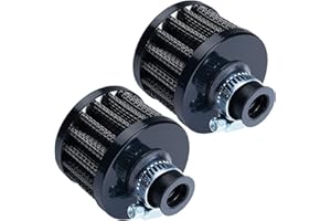 AICARS 12mm Cold Air Intake Filter for Motorcycle Turbo Vent Breather Air Intake Black- 2Pcs