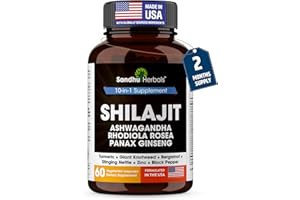 SANDHUHERBALS Shilajit Capsules for Men & Women | Pure Himalayan Blend with Ashwagandha | High Potency and Energy Supplement | 2 Months Supply | for Extra Power and Stamina | Combo with Sea Moss