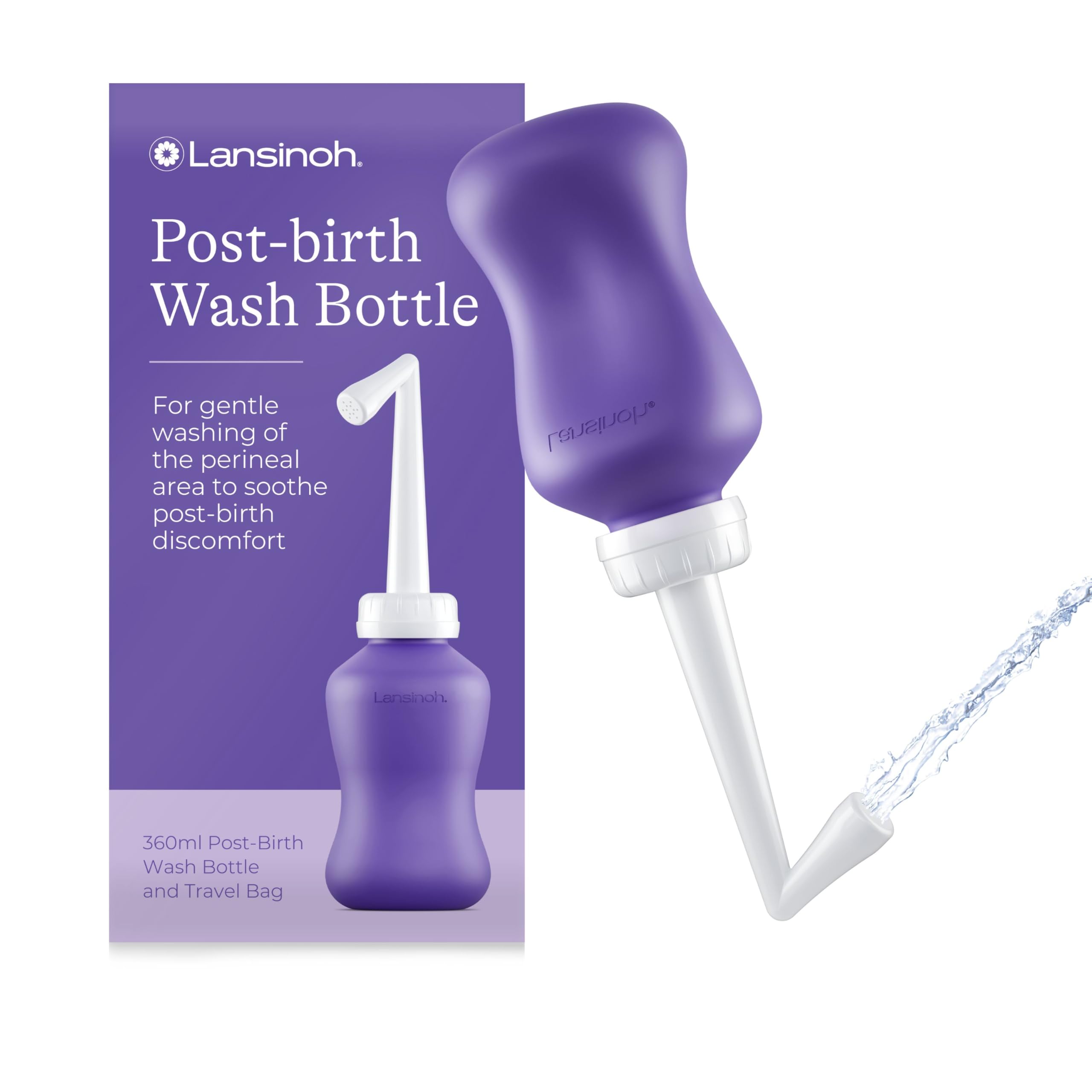Lansinoh Peri Bottle Postpartum + Travel Bag - 360 ml - Portable Bidet with Angled Spout for Soothing Post-Birth Discomfort - Post Partum Essentials
