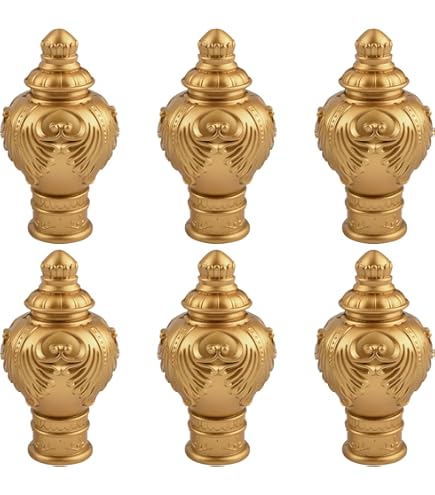 ZUNERA Handmade Brass Curtain Rod Finials - Mokume Design Antique Metal End Caps (2-Pack)