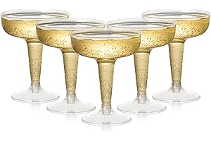 MATANA 24 Elegant Plastic Coupe Glasses for Cocktails, Martinis, Maragaritas, Champagne, Wine (120ml) - Transparent, Sturdy &