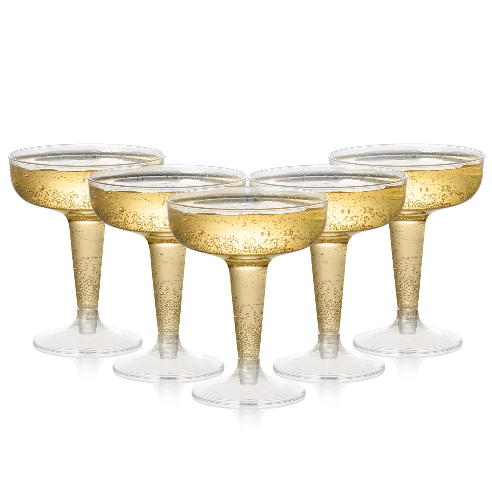 MATANA 24 Elegant Plastic Coupe Glasses for Cocktails, Martinis, Maragaritas, Champagne, Wine (120ml) - Transparent, Sturdy & Reusable for Weddings, Birthdays, Parties & Events