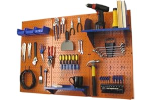Wall Control Pegboard Organizer 4 ft. Metal Pegboard Standard Tool Storage Kit with Orange Toolboard and Blue Accessories