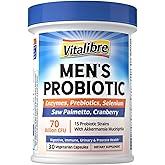 Probiotics for Men with Akkermansia Muciniphila, Prebiotics, Selenium, Enzymes, Saw Palmetto, Cranberry for Digestive, Gut, Immune, Prostate & Urinary Tract Health, 70 Billion CFUs, 30 Capsules