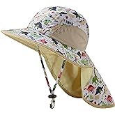 BASSDASH Kids UPF 50+ Wide Brim Sun Hat with Neck Flap Lightweight Cooling Performance Toddler Girls Boys Outdoor Play Hats