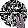 Knseva Retro Cool Camera Collection Design Round Mouse Pad, Vintage Camera Montage Circular Mouse Pads for Computers Laptop