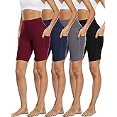 Zonoss 4 Pack Biker Shorts with Pockets for Women High Waist,Womens Athletic Workout Shorts for Summer
