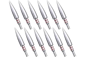 MOLFUJ MOLFUZ 12pcs Archery Field Points 100/125/150/200/300 Grain, Stainless Steel Screw-in Practice Arrow Tips for Recurve, Compound Crossbow, Hunting and Target Shooting